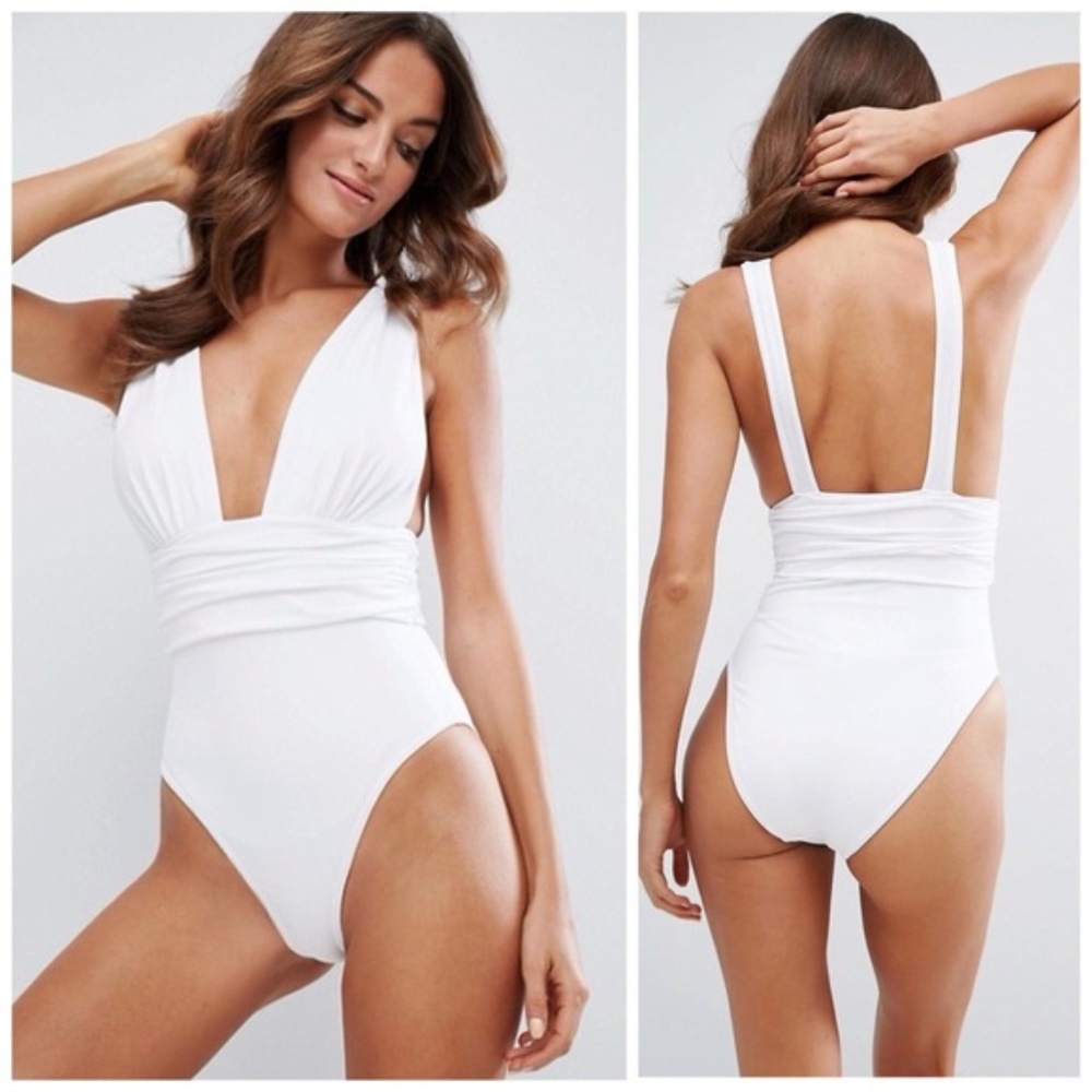 NWOT ASOS White Plunge Swimsuit
